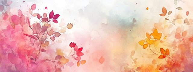 Delicate Watercolor Floral Design with Soft Hues and Autumn Colors