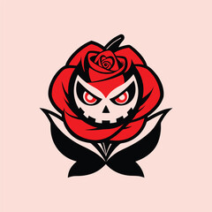 Halloween eyes with red rose silhouette illustration isolated on white background 