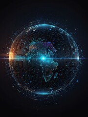 Obraz premium Digital Technology Globe in a Cyber Space