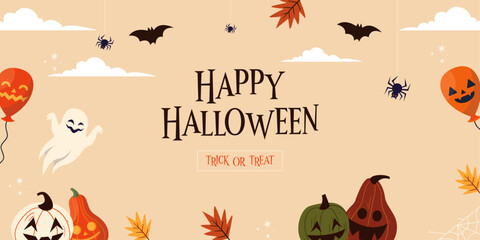 Happy halloween social media post halloween banner vector illustration happy halloween greeting card halloween pumpkin