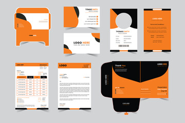 Corporate identity modern business office stationery set design with Illustrations	
