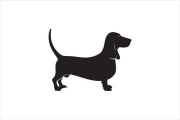 Basset hound dog silhouette vector isolated. Basset hound dog set. Basset hound vesctor illustration.