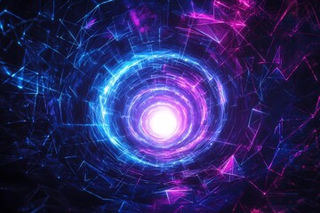 Fototapeta premium A mesmerizing tunnel of vibrant pink and blue lights radiating from a central point.