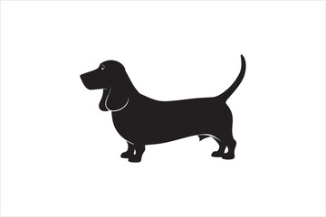 Basset hound dog silhouette vector isolated. Basset hound dog set. Basset hound vesctor illustration.