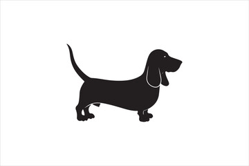 Basset hound dog silhouette vector isolated. Basset hound dog set. Basset hound vesctor illustration.