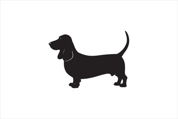 Basset hound dog silhouette vector isolated. Basset hound dog set. Basset hound vesctor illustration.