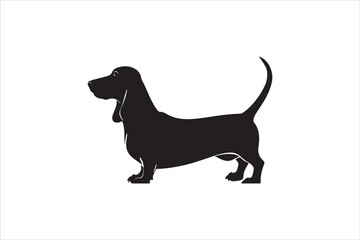 Basset hound dog silhouette vector isolated. Basset hound dog set. Basset hound vesctor illustration.