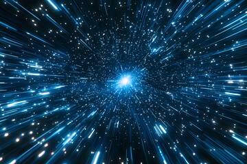 Obraz premium A mesmerizing blue light burst showcasing a cosmic explosion.