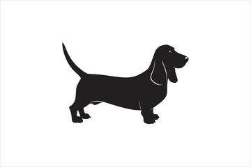 Basset hound dog silhouette vector isolated. Basset hound dog set. Basset hound vesctor illustration.