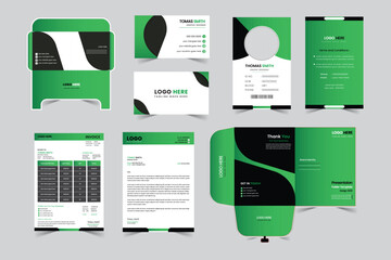 Corporate identity modern business office stationery set design with Illustrations	

