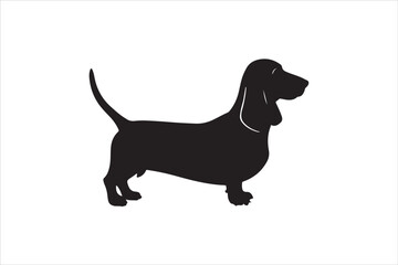 Basset hound dog silhouette vector isolated. Basset hound dog set. Basset hound vesctor illustration.