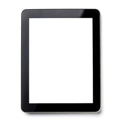 Tablet computer with blank white screen, isolated on white background