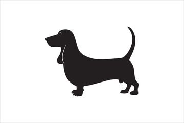 Basset hound dog silhouette vector isolated. Basset hound dog set. Basset hound vesctor illustration.