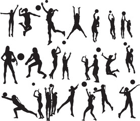 Print Volleyball EPS; Volleyball Silhouettes SVG; Volleyball EPS; Bundle, Volleyball Player Silhouettes Clipart 
