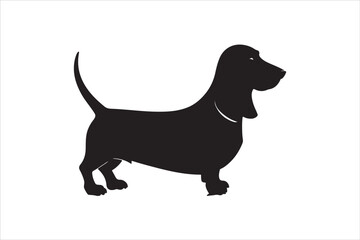 Basset hound dog silhouette vector isolated. Basset hound dog set. Basset hound vesctor illustration.