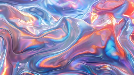 Obraz premium Abstract Holographic Fluid Swirls with Shimmering Colors
