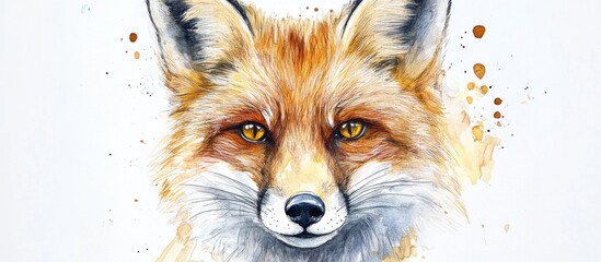 Naklejka premium Captivating Watercolor Portrait of a Fox with Striking Eyes