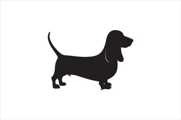 Basset hound dog silhouette vector isolated. Basset hound dog set. Basset hound vesctor illustration.