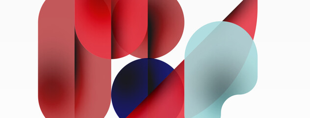 Obraz premium Minimal round shapes geometric abstract background. Circle design. Trendy techno business template for wallpaper, banner, background or landing