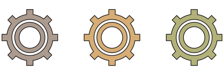 Obraz premium Gear set. Black gear wheel icons on white background