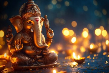 indian hindu religious concept background for ganesh puja diwali new year or pongal greeting card,...