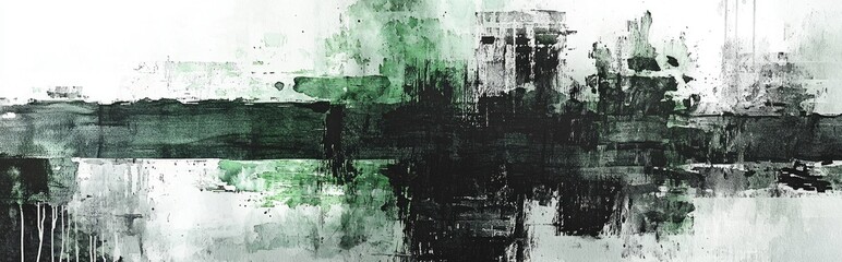 Evocative Abstract Artwork in Green and Black: A Journey Through Emotions