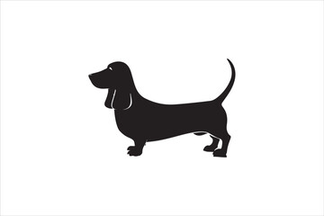 Basset hound dog silhouette vector isolated. Basset hound dog set. Basset hound vesctor illustration.