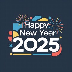 consisting of abstract style shapes, text Happy New Year 2025
