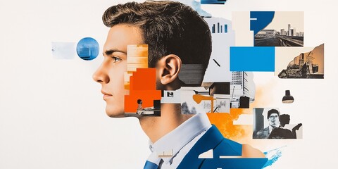 Obraz premium The Architect of Innovation: Thoughtful businessman with ideas for the city of the future.