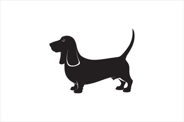 Basset hound dog silhouette vector isolated. Basset hound dog set. Basset hound vesctor illustration.