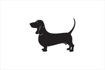 Basset hound dog silhouette vector isolated. Basset hound dog set. Basset hound vesctor illustration.