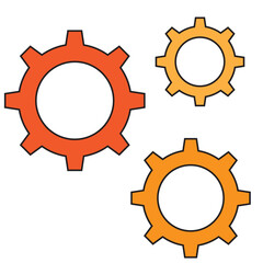 Gear set. Black gear wheel icons on white background