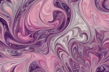 A swirling marbled pattern of pink purple and silver with metallic highlights, AI Generated