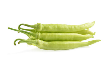 green chilli isolated on white background.