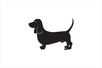 Basset hound dog silhouette vector isolated. Basset hound dog set. Basset hound vesctor illustration.