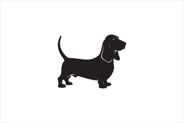 Basset hound dog silhouette vector isolated. Basset hound dog set. Basset hound vesctor illustration.