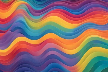 A vibrant rainbow colored wave pattern with each hue smoothly blending into the next, Ai Generated