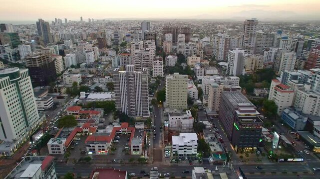 Aerial over Residential Metropolitan Neighborhood, Santo Domingo, Dominican