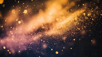 Fototapeta premium Golden Dust Sparkle Abstract Blur with Blinking Bokeh Party Lights
