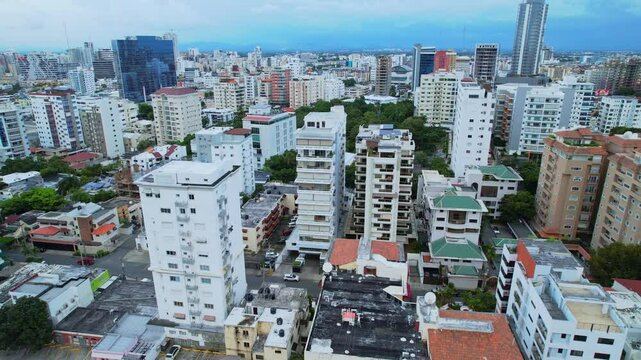 Aerial Orbit of Residential Metropolitan Neighborhood, Santo Domingo