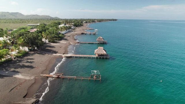 Aerial over Palmar de Ocoa Luxurious Houses and Beach, Azua, Dominican