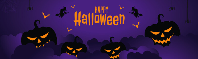 Happy halloween vector illustration social media post Halloween cover page Halloween haunted pumpkin