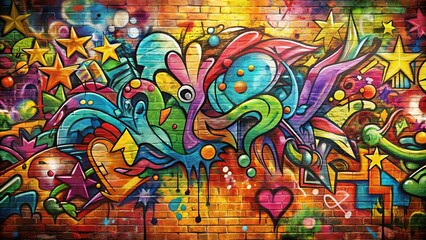 Spray paint doodles in graffiti style on background