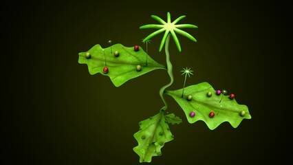 thallus plant anatomy. 3d illustration