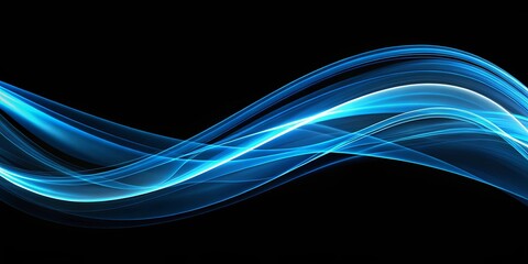 Dynamic blue lines and curves on black background