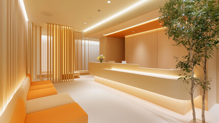 間仕切りのあるゆったりとしたサロンの待合室