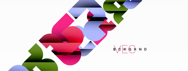 Colorful curve geometric shapes on white