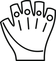 Fitness gloves showing breathable material icon is drawn in outline style