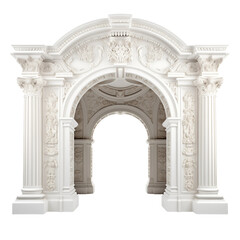 Naklejka premium Elegant white marble architectural arch with detailed columns and carvings