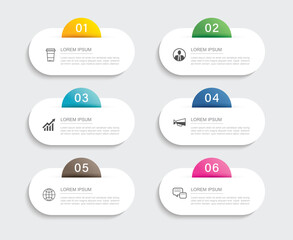 6 data infographics tab paper index template. Illustration abstract background.